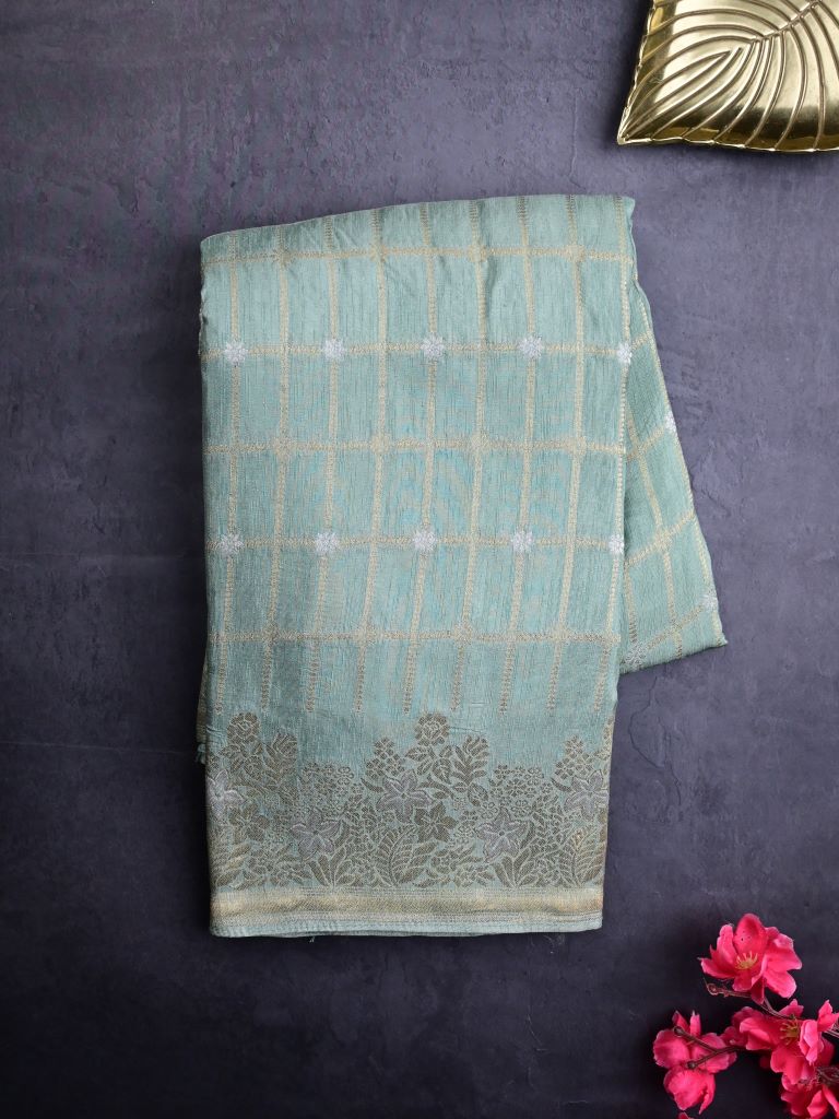 Chiniya silk dupatta dark pink color with allover zari motive weaves with zari border