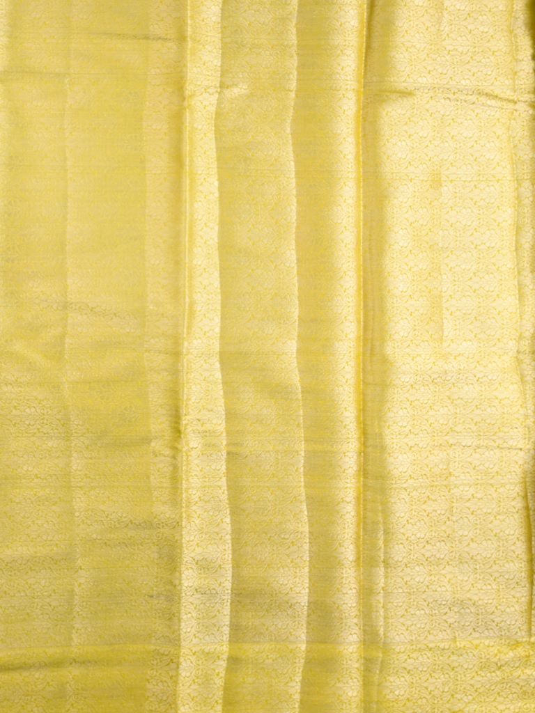 Chiniya fancy silk fancy saree mustard yellow color allover zari motifs & zari border with short pallu and attached brocade blouse