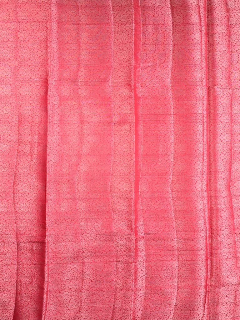 Chiniya fancy silk fancy saree red color allover zari motifs & zari border with short pallu and attached brocade blouse