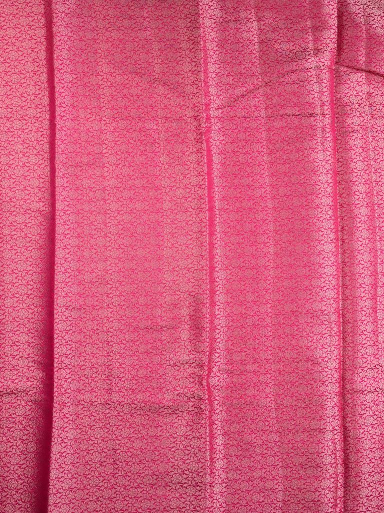 Chiniya silk fancy saree pink color allover zari motifs & zari border with short pallu and attached brocade blouse