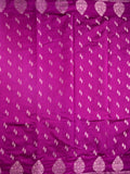 Chiniya silk fancy saree purple color allover zari motifs & zari border with short pallu and attached brocade blouse