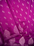 Chiniya silk fancy saree purple color allover zari motifs & zari border with short pallu and attached brocade blouse