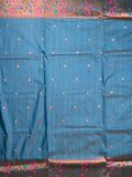 Banaras fancy saree sky blue color allover zari motifs & paithani border with paithani pallu and attached blouse