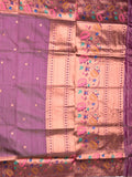 Banaras fancy saree purple color allover zari motifs & paithani border with paithani pallu and attached blouse