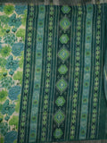 Organza saree cream and dark green color with allover floral digital prints, small zari border, short pallu and printed blouse