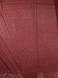 Organza saree grey and red color with allover floral digital prints, small zari border, short pallu and printed blouse