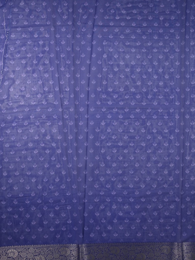 Organza saree yellow and blue color with allover prints, small zari border, short pallu and printed blouse