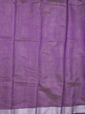 Dupion fancy saree dark purple color allover motifs & small kaddi border with short pallu and attached plain blouse