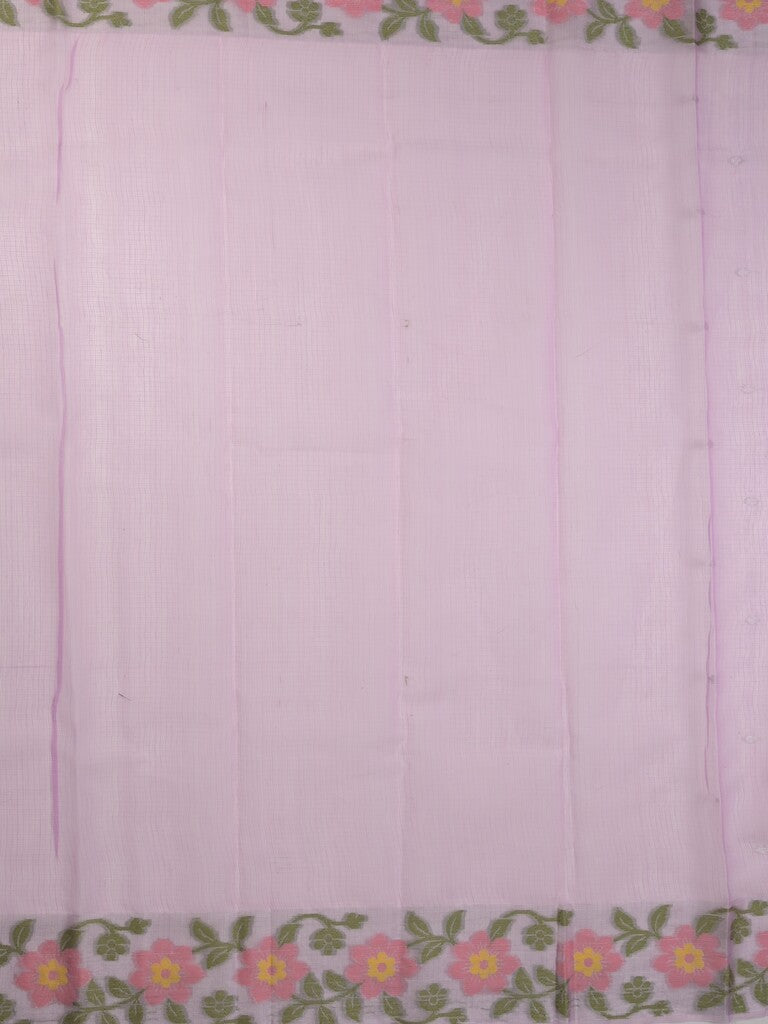 Kota fancy saree lavender color allover zari motifs & zari border with short pallu and attached plain blouse