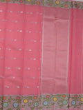 Kota fancy saree pink color allover zari motifs & zari border with short pallu and attached plain blouse