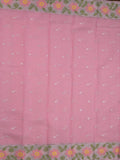 Kota fancy saree onion pink color allover zari motifs & zari border with short pallu and attached plain blouse