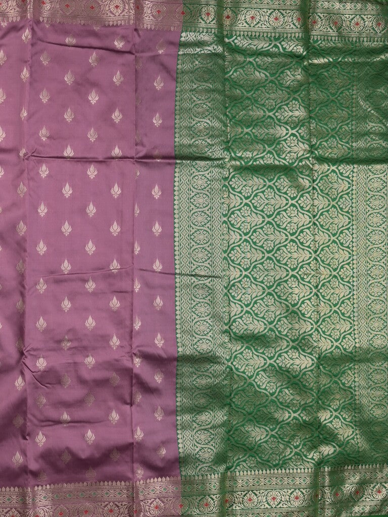 Banaras fancy saree light purple color allover zari motifs & zari border with rich pallu and contrast plain blouse