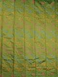 Fancy pattu saree olive green color allover weaves & small border with self pallu and attached blouse