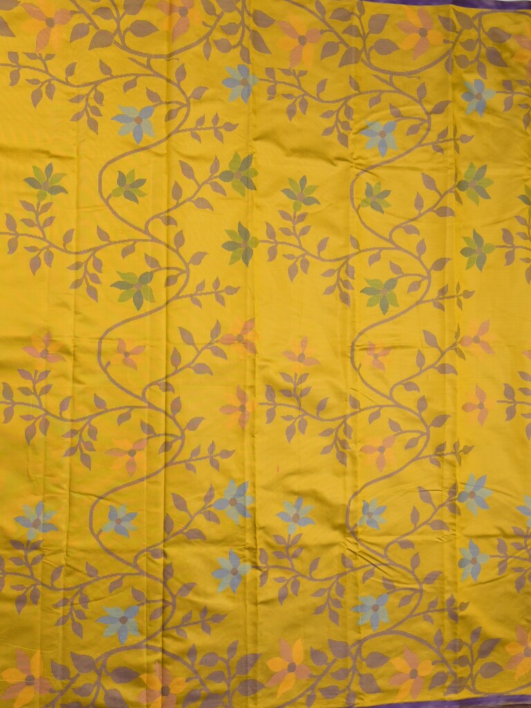 Fancy pattu saree golden yellow color allover weaves & small border with self pallu and attached blouse