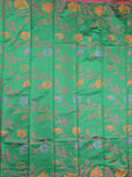 Fancy pattu saree leaf green color allover weaves & small border with self pallu and attached blouse