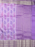 Chiniya pattu saree light purple color allover zari weaves & kanchi border with contrast pallu and attached plain blouse