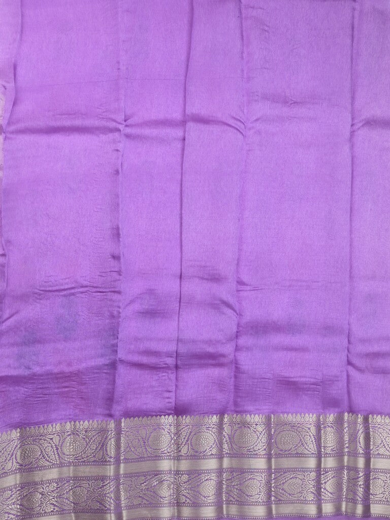 Chiniya pattu saree light purple color allover zari weaves & kanchi border with contrast pallu and attached plain blouse