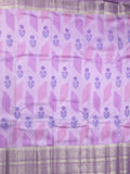 Chiniya pattu saree light purple color allover zari weaves & kanchi border with contrast pallu and attached plain blouse