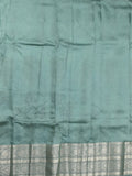 Chiniya pattu saree pastel blue color allover zari weaves & kanchi border with contrast pallu and attached plain blouse