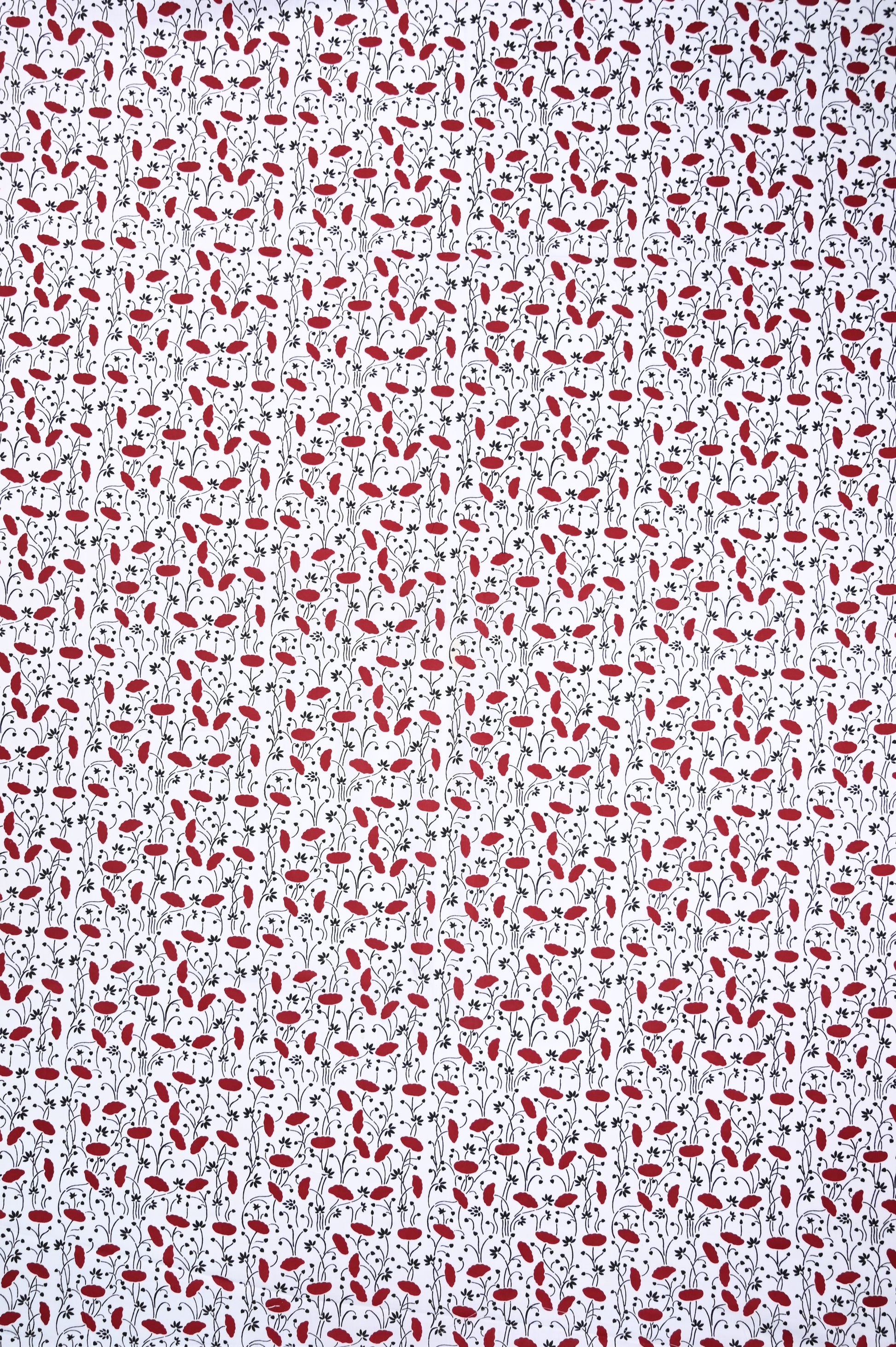 Cotton Printed Fabric with red floral design