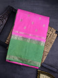 Banaras fancy saree pink color allover zari motifs & kaddi border with conrast brocade pallu and brocade blouse