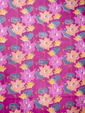 Cotton Printed Fabric pink color with yellow floral design