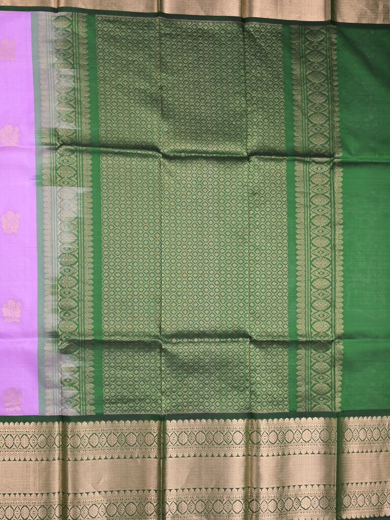 Pethambari pattu saree lavender color allover zari motifs & kanchi border with rich pallu and attached plain blouse