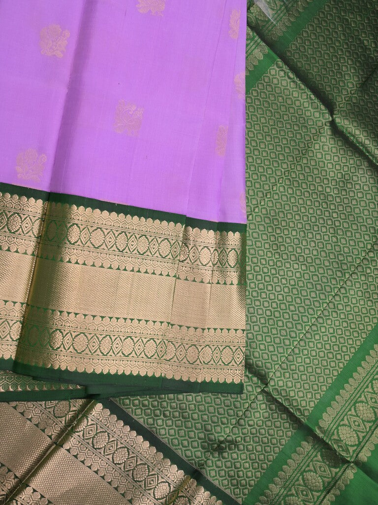 Pethambari pattu saree lavender color allover zari motifs & kanchi border with rich pallu and attached plain blouse