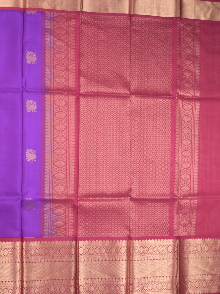 Pethambari pattu saree purple color allover zari motifs & kanchi border with rich pallu and attached plain blouse