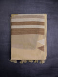 Chanderi fancy saree beige color allover plain & temple border with weaving pallu and plain blouse