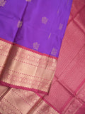 Pethambari pattu saree purple color allover zari motifs & kanchi border with rich pallu and attached plain blouse