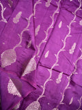 Raw mango silk fancy saree purple color allover zari weaves & small kaddi border with short pallu and contrast plain blouse