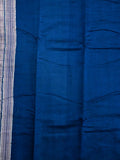 Raw mango silk fancy saree sea blue color allover zari checks & small kaddi border with short pallu and contrast plain blouse