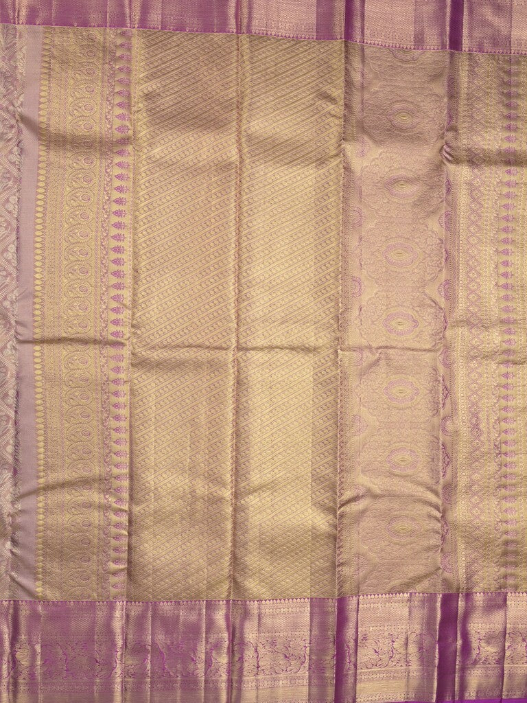 Kanchi tissue pattu saree light purple color allover zari weaves & kanchi border with rich pallu and attached plain blouse