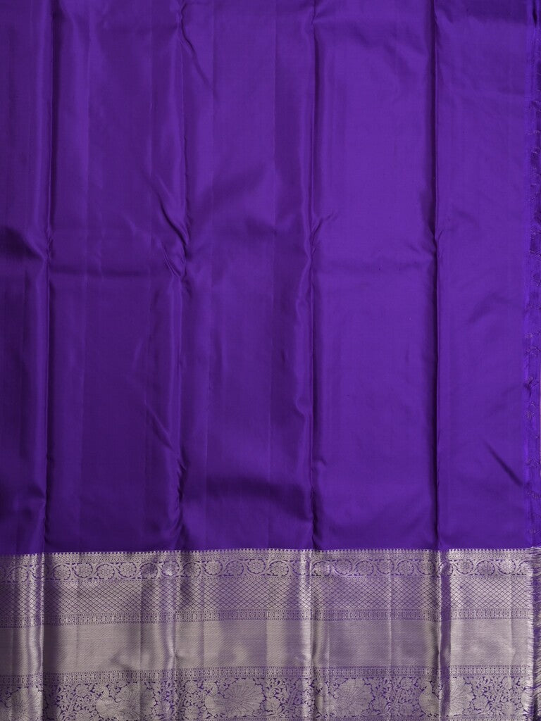 Kanchi pattu saree violet color allover zari weaves & kanchi border with rich pallu and attached plain blouse