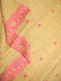 Khadi cotton saree cream color allover motifs & weaving border with contrast pallu and attached blouse