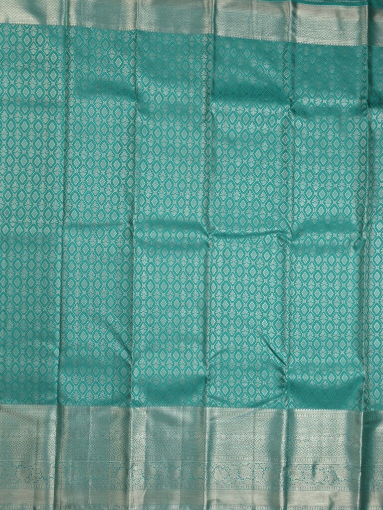 Kanchi pattu saree sky blue color allover zari weaves & kanchi border with rich pallu and attached plain blouse