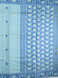 Khadi cotton saree light blue color allover motifs & weaving border with contrast pallu and attached blouse