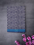 Cotton printed saree navy blue color allover prints & small border with printed pallu and printed blouse