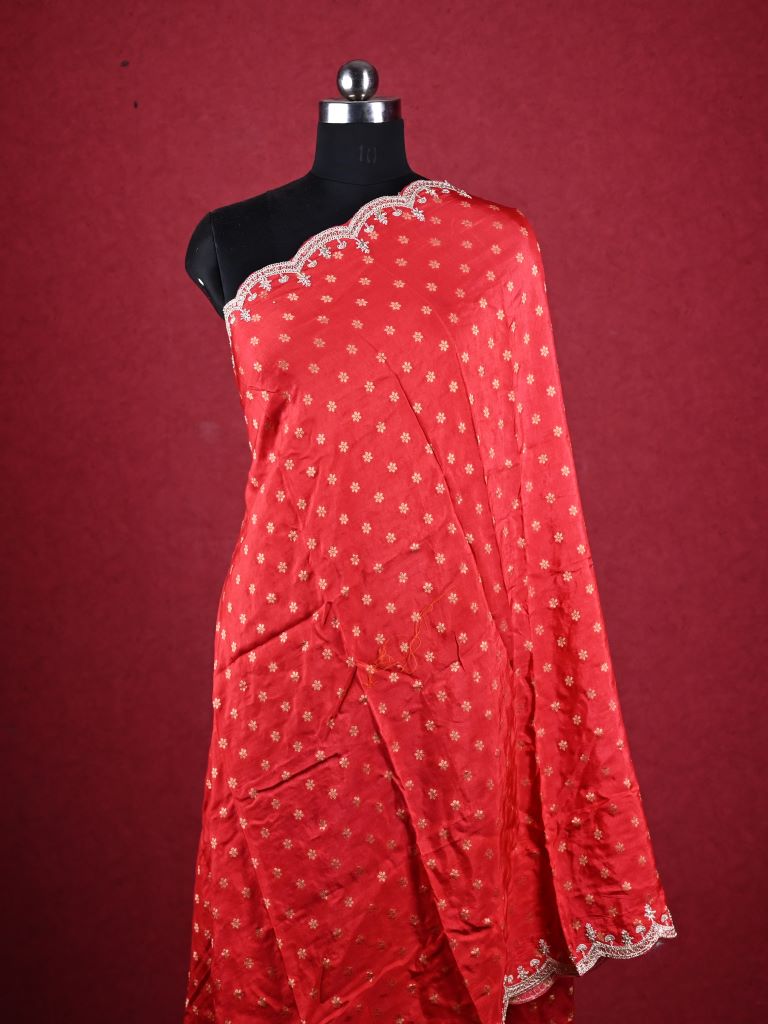 Dola silk dupatta red color with allover zari motives