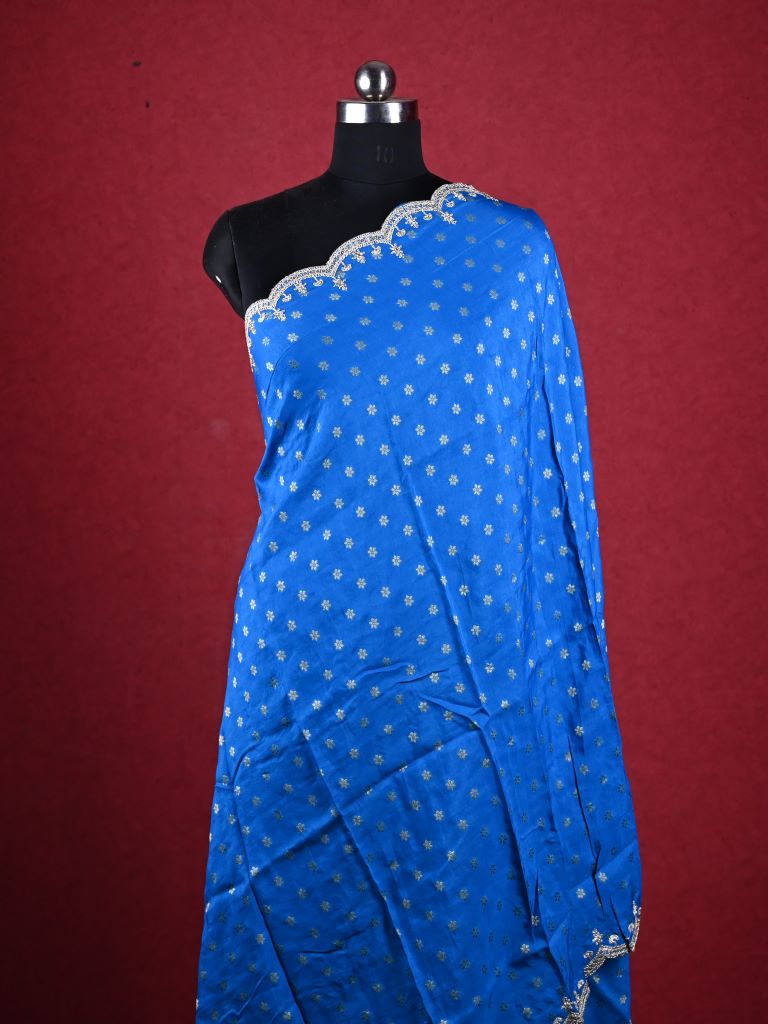 Dola silk dupatta royal blue color with allover zari motives