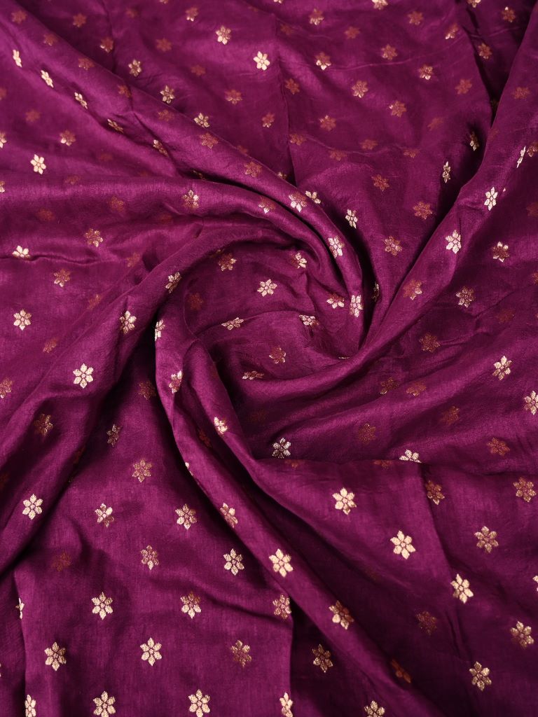 Dola silk dupatta dark magenta color with allover zari motives