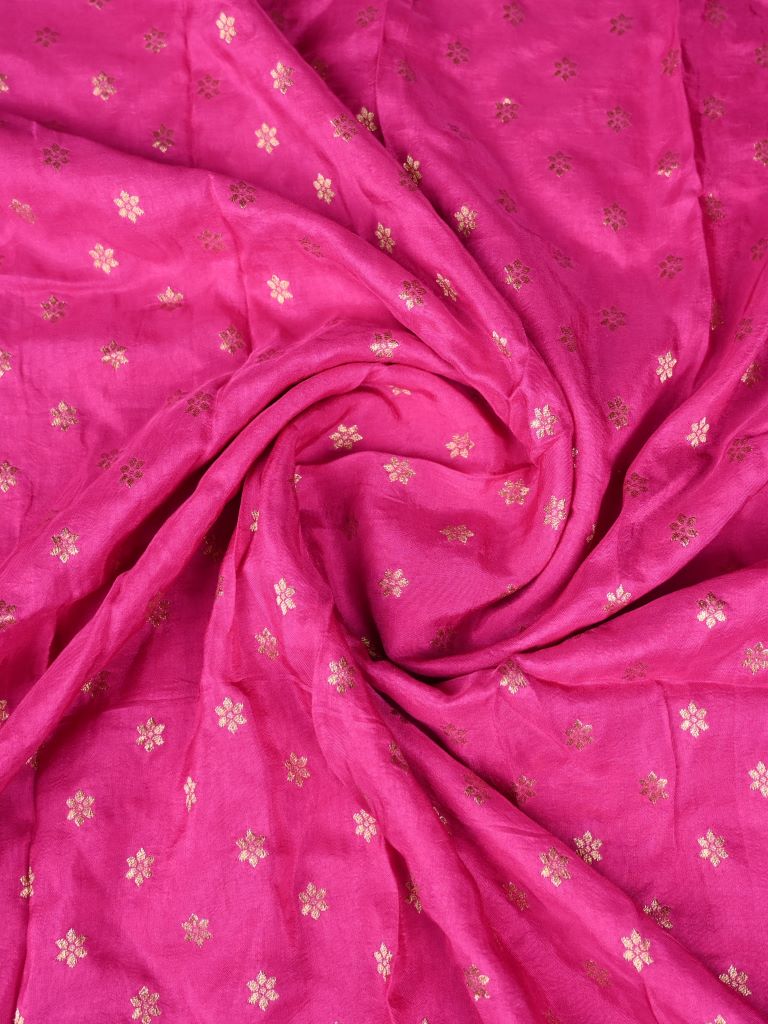 Dola silk dupatta pink color with allover zari motives