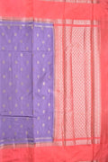 Banaras fancy saree light purple color allover zari motifs & kaddi border with conrast brocade pallu and brocade blouse