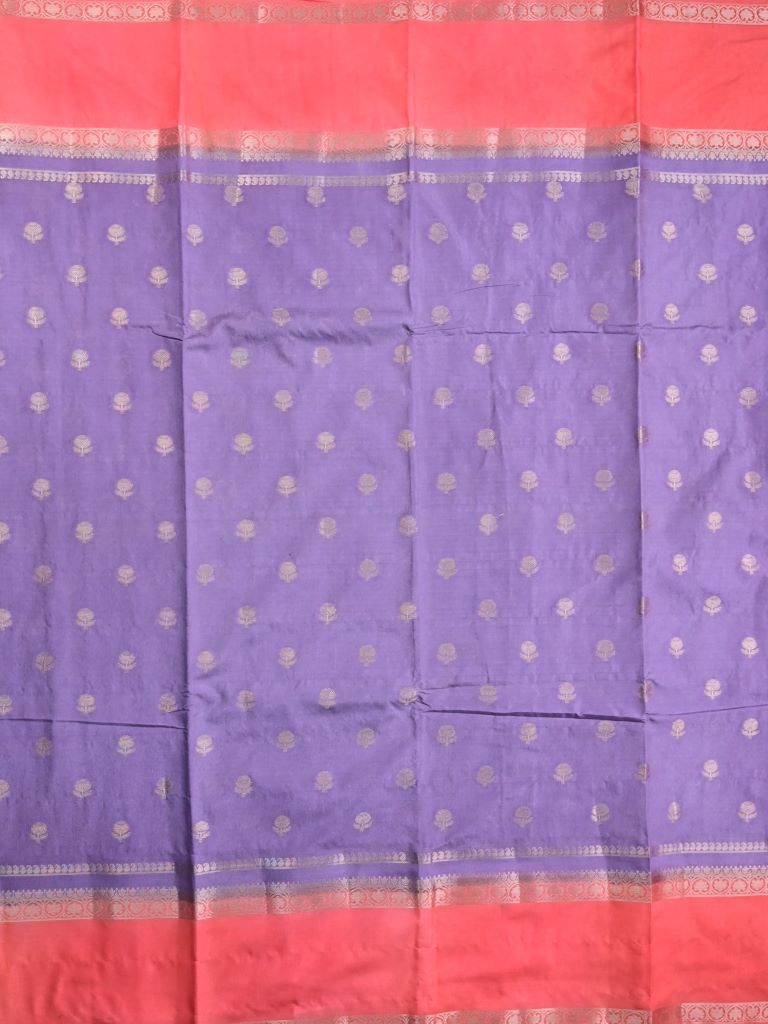 Banaras fancy saree light purple color allover zari motifs & kaddi border with conrast brocade pallu and brocade blouse