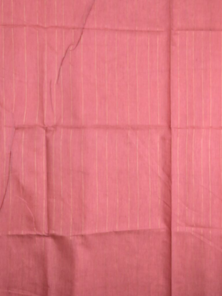 Chanderi fancy saree coral pink color allover plain & temple border with weaving pallu and plain blouse