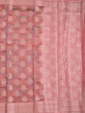 Maheshwari fancy saree onion pink color allover zari motifs & zari border with brocade pallu and attached plain blouse