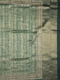 Maheshwari fancy saree olive green color allover prints & zari border with short pallu and attached plain blouse