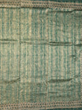 Maheshwari fancy saree olive green color allover prints & zari border with short pallu and attached plain blouse