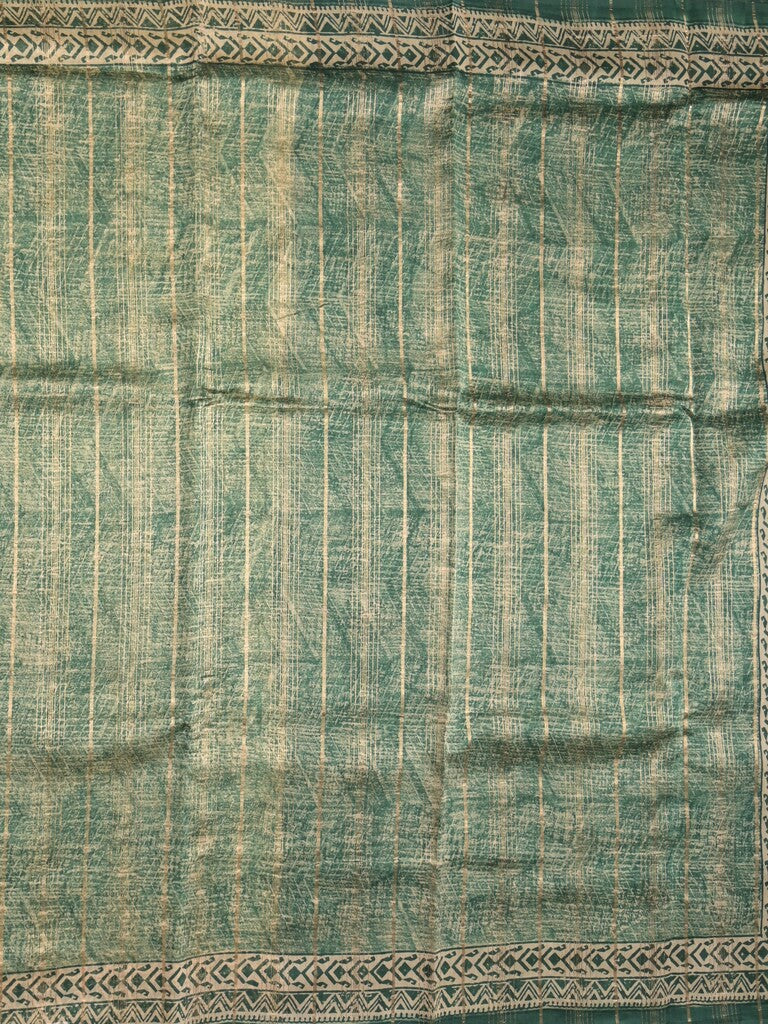 Maheshwari fancy saree olive green color allover prints & zari border with short pallu and attached plain blouse